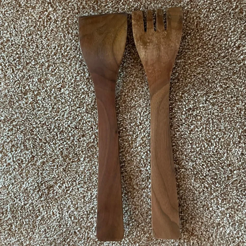 VTG Wooden Salad Server Set